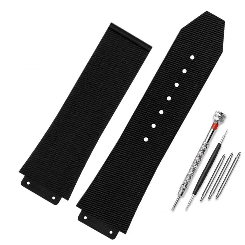 Uhrenarmbänder Für Hublot Damen Frauen Gummiarmband Quarz Fusion Silikon Uhrenzubehör Armband 18mm Uhr Schließe 20*13mm 20mm-13mm black