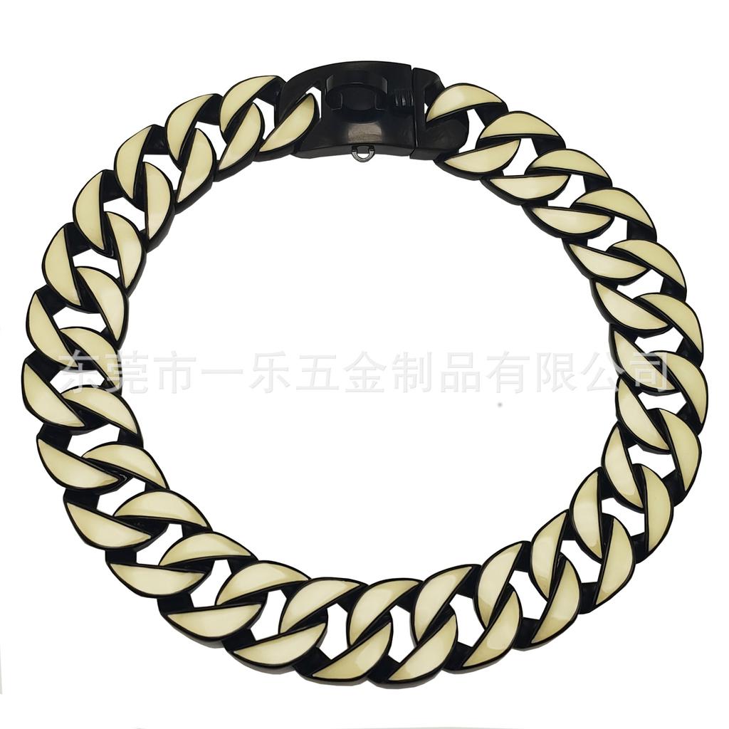 International Network New 32mm Stainless Steel Pet Neck Ring Luminous Multi-Color Luminous Cuban Chain Daytime Normal Light Collar