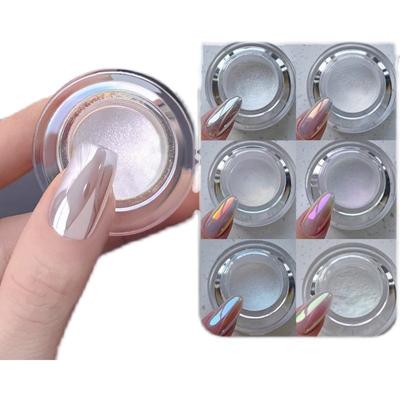 Moonlight Mirror Nails Powder Metallic Silver Effect Pigments Laser Dust Glitter Aurora Shiny Nail Tip Manicure Decoration