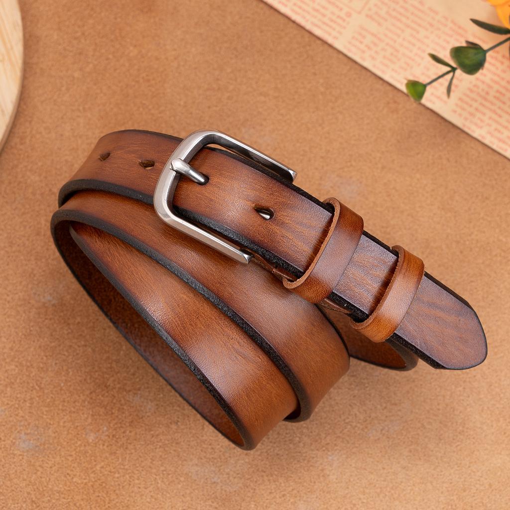 Leather Belt First Layer Cowhide Retro Versatile Tree Paste Leather Pin Buckle Retro Belt Middle-Aged And Young Men'S Belt