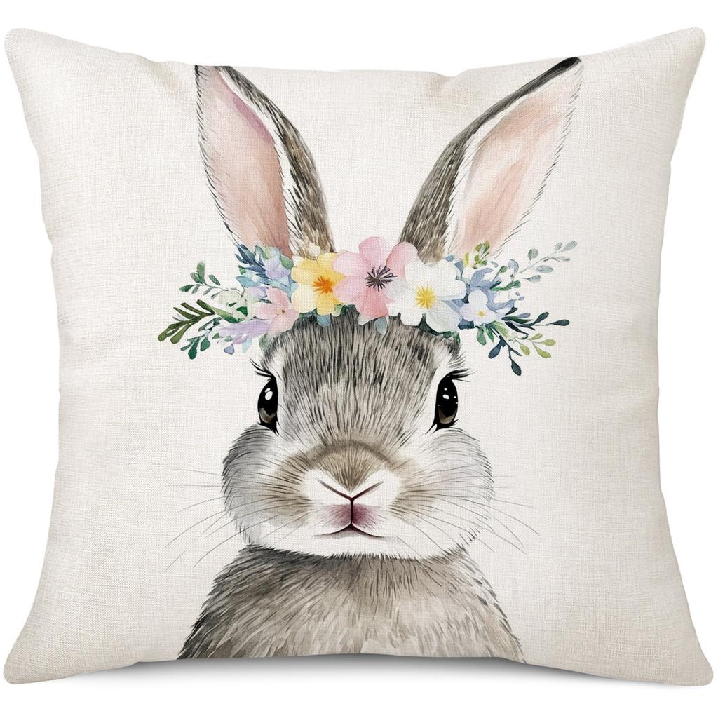 2026 New Easter Bunny Fashion Cartoon Furniture Decoration Double sided Printed Pillowcase Sofa Waist Cushion Cover