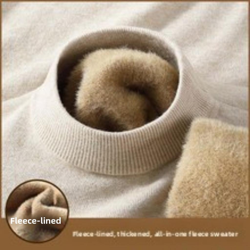 Herrenwollpullover 100 Reine Herren Herbst- und Winterpullover, Halber Stehkragen, Hochwertiges Gefühl, Lässiger Basisstrickpullover