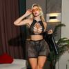 Hot Rhinestone Sexy Lingerie Tight European and American Style Rhinestone Hollow Out See-through Bodycon Skirt Short Skirt Two-piece Set