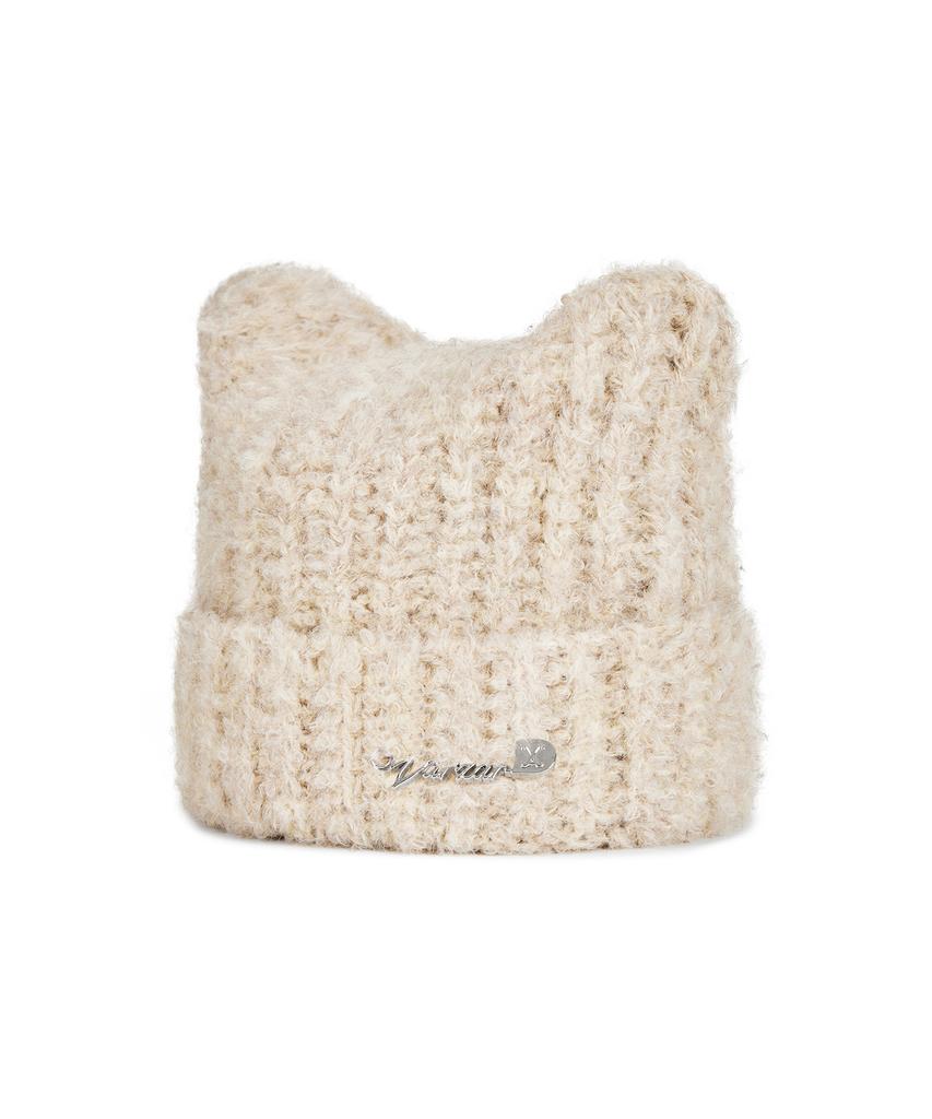 Bajal Safety Pin Square Beanie Cream