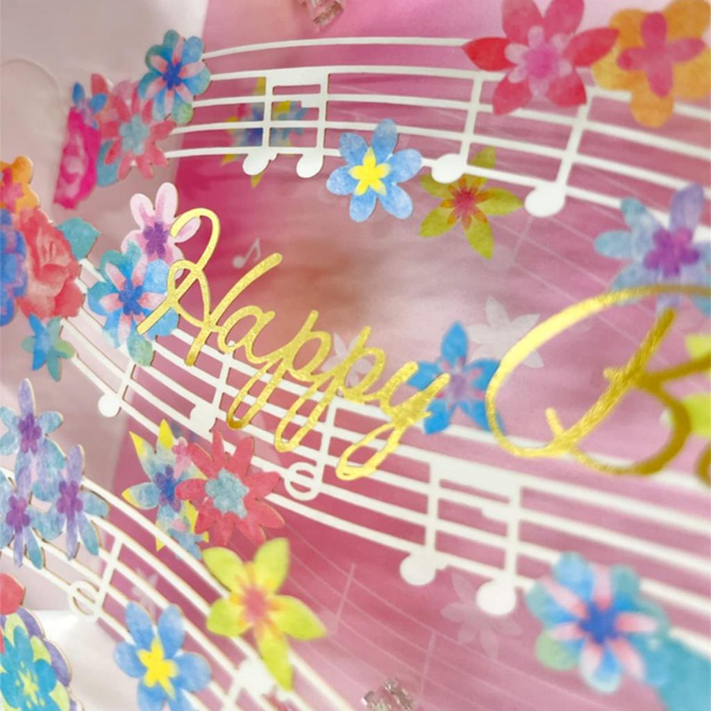 Sanrio Melody Card Birthday Musical Notes and BIRTHDAY TO Music Box Ships SANRIO 832197 Card, Laser-Cut Flowers, "HAPPY YOU," Card, Internationally,