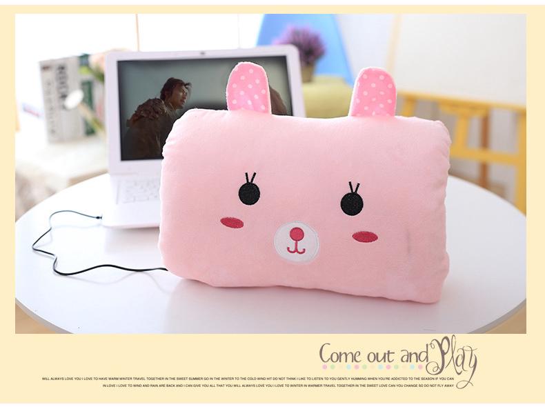 Cartoon USB Heated Plush Hand Warmer Pillow - Removable, Washable, No Water Required