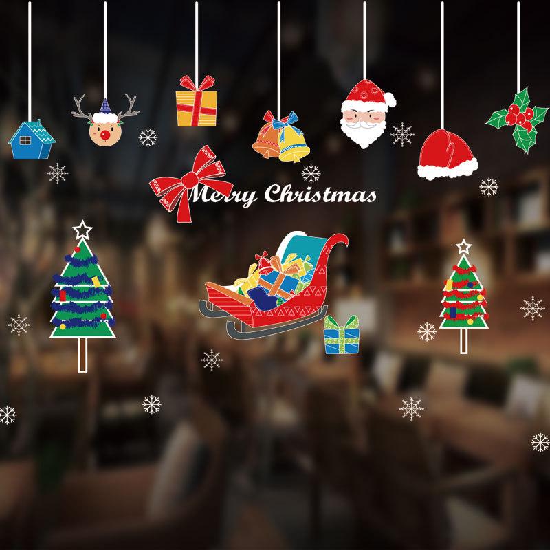 

Украшения для окон в канун Рождества - праздничные статичные наклейки для детских садов, торговых центров, отелей