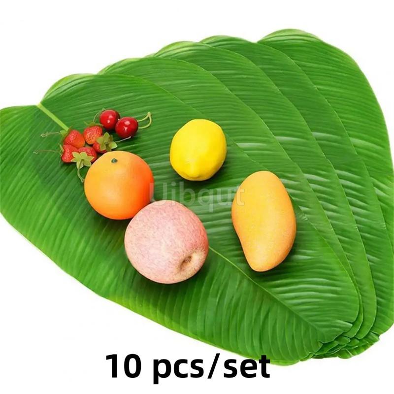 10 pcs set reusable Banana lotus leaf Leaf Placemats Table Decoration Heat Resistant Coasters Faux Pad Dining steak plate Mats