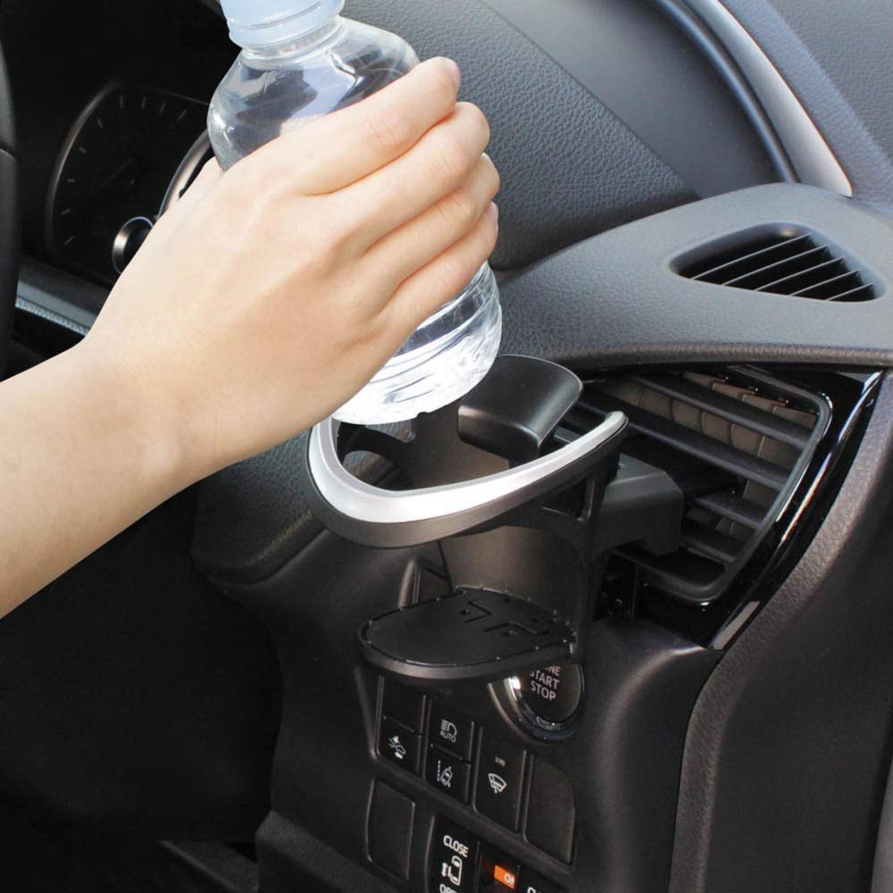 Tsuchiya Yac Universal Drink Holder for Cars (Black/Silver) PF-354
