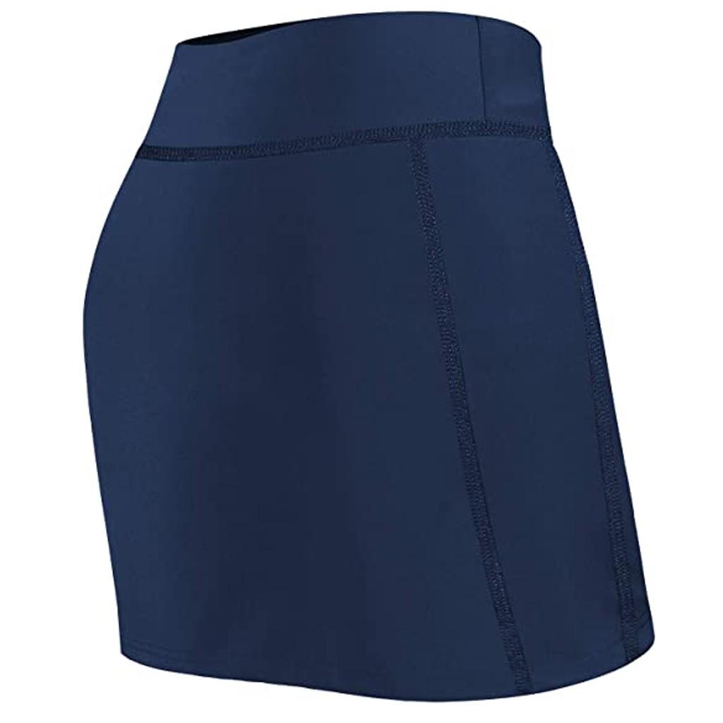 Damen Tenniskleider Laufen Yoga Innenhose Elastisch Sport Golf Taschen Röcke