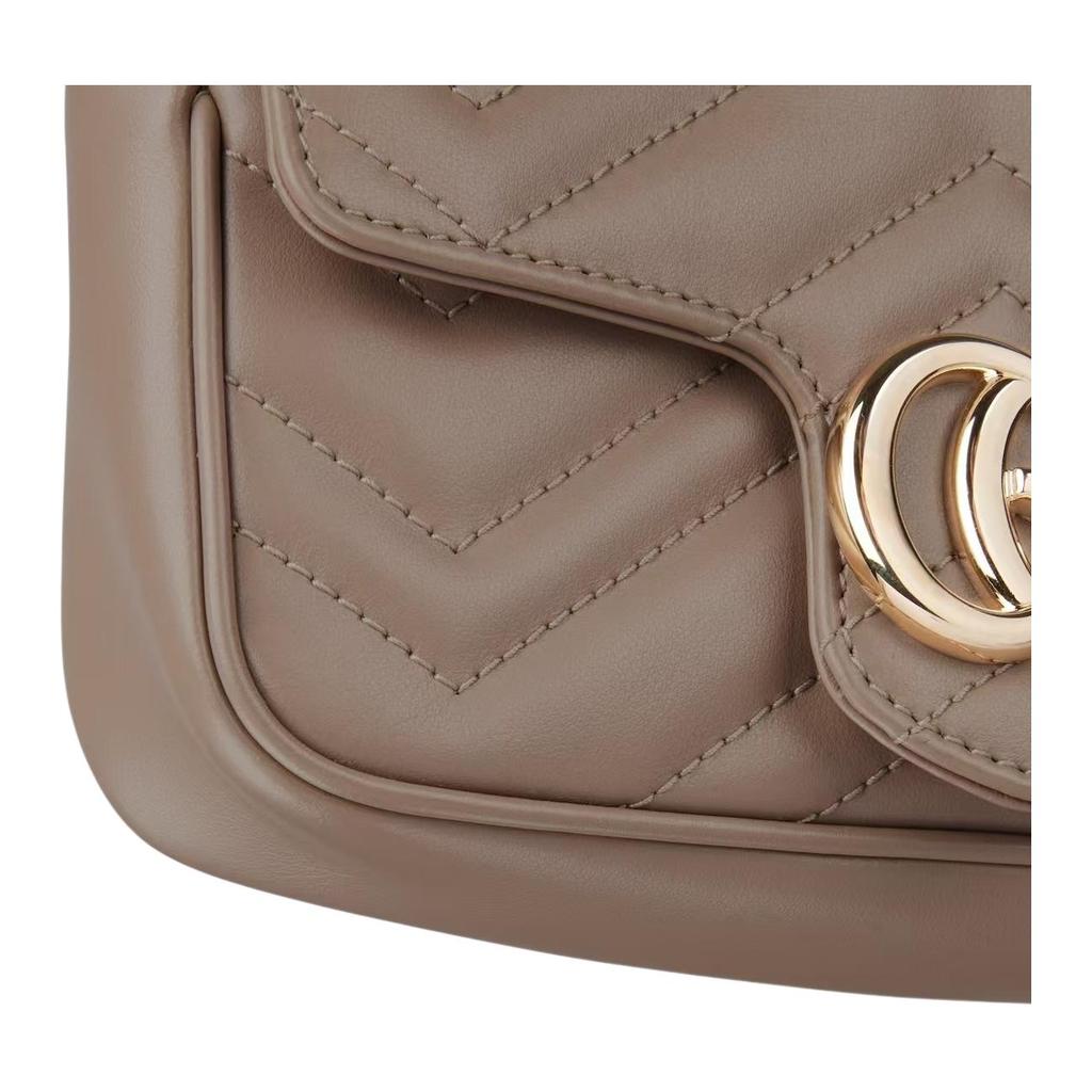 Gucci GG Marmont Quilted Leather On Chain Taupe Chain Crossbody Clutch Bag for Women Daily Commute Evening Party  476433-DTDHD-1523