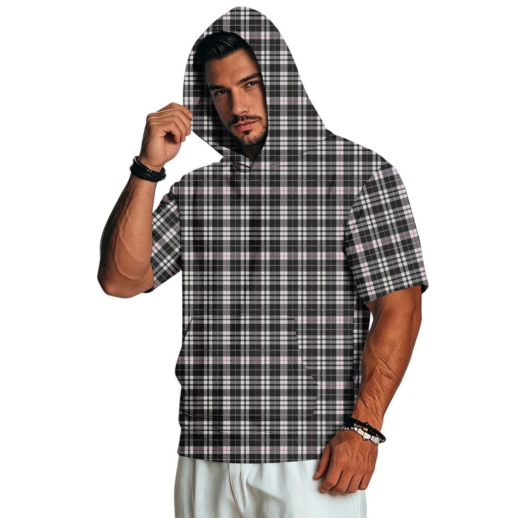 Men's Casual Retro Lightweight Short Sleeve Hooded Sweatshirt Camouflage Print