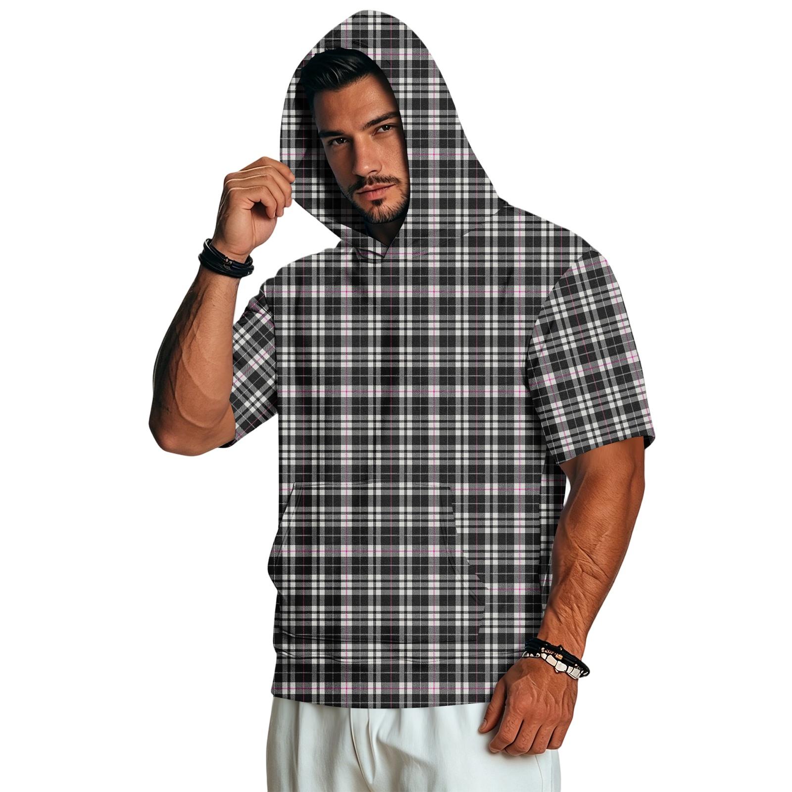 Men s Casual Retro Lightweight Short Sleeve Hooded Sweatshirt Camouflage Print L