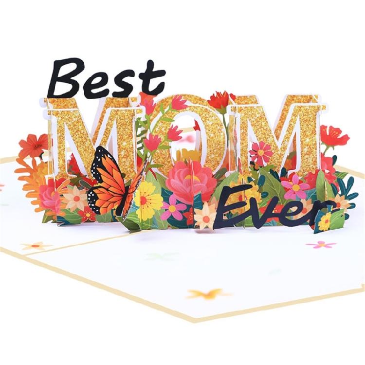 3D Mothers Day Best Mom Greeting Card Wife Festival Blessing Cards