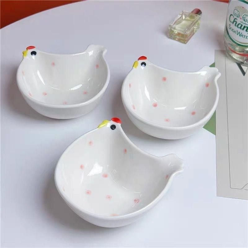 Underglaze Cartoon Chicken Sauce Dish, Seasoning Soy Sauce Tomato Sauce Hot Pot, Household Snack Dish