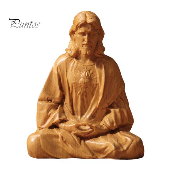 Resin Jesus Ornament Christ Statue Christmas Tabletop Decoration Holy Figurine Sit in Jesus-inspired Holiday Decor Meditation for Tables Mantel