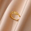 Anello aperto a forma di cuore in acciaio inossidabile color oro per donna, non scolorisce, alla moda, squisito, estetico, gioiello romantico per coppia