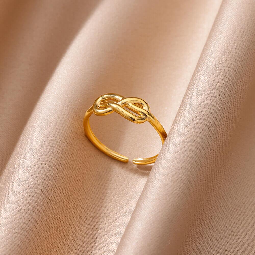 Anello aperto a forma di cuore in acciaio inossidabile color oro per donna, non scolorisce, alla moda, squisito, estetico, gioiello romantico per coppia