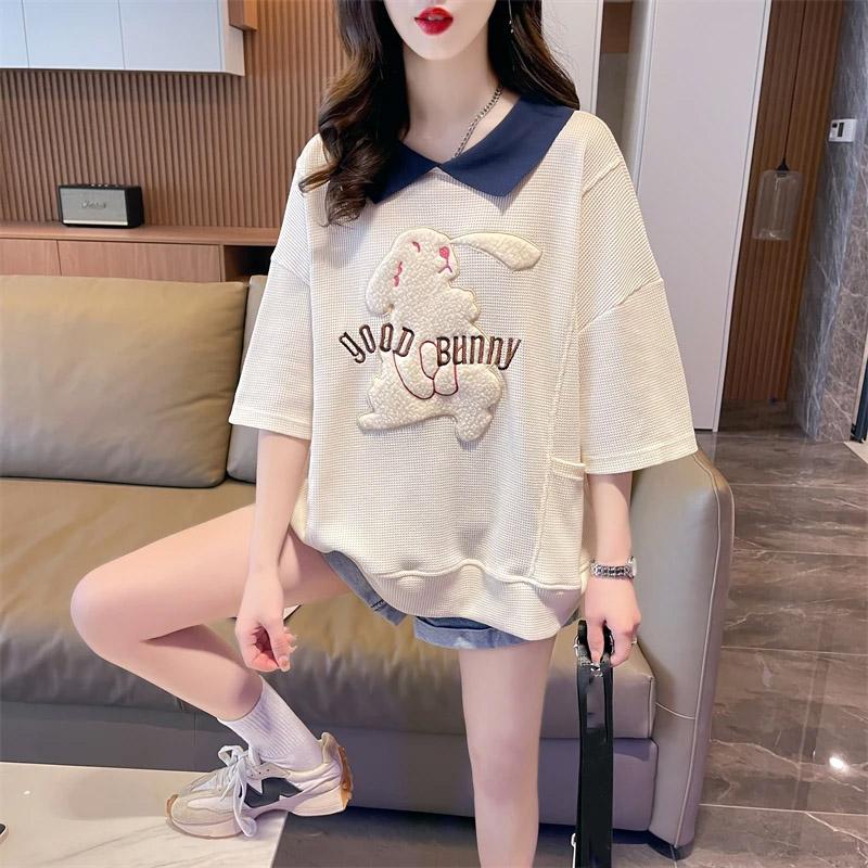 T-shirt for Women Summer Large Size Cotton T-shirt Soft Loose Printed Casual Comfortable Pullover T-shirt Top