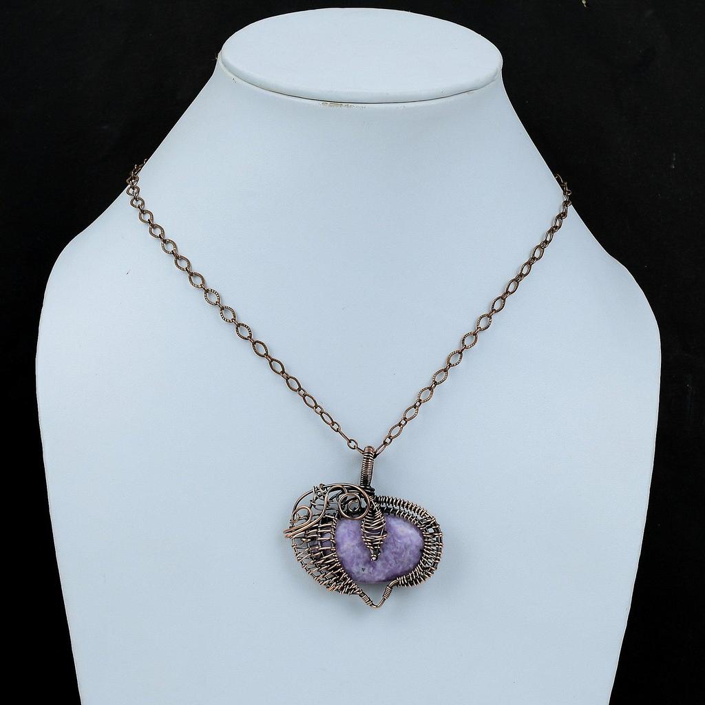 Lepidolite Pendant Copper Wire Wrapped Pendant Very Pretty Gemstone Jewelry Dainty Pendant Copper Wire Jewelry Gift For Her Handmade Jewelry