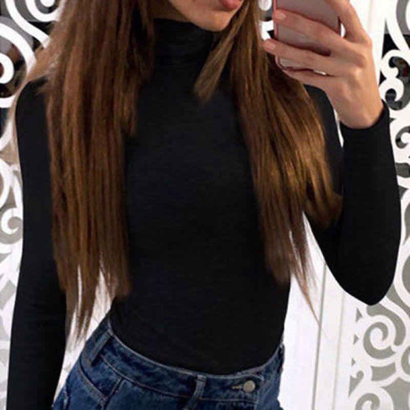 Women Long-sleeve Turtleneck Casual Slim Tops Knit Sweater Winter T-shirt Blouse With Premium Quality Fabric And Timeless Style
