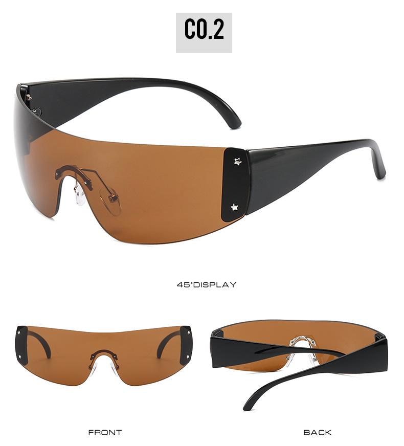 Occhiali da Sole Monoblocco con Montatura Grande Stile Europeo & Americano Chic Y2K per Donna