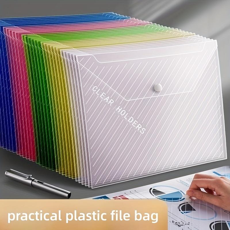 

10pcs A4 Transparent Plastic File Bags, Waterproof Document Storage Bags, Office Stationery & Test Paper Organizer