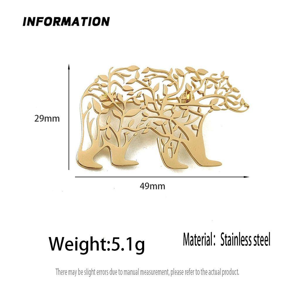 Punk Style Stainless Steel Brooch Plated Corsage Pin Trendy Polar Bear Brooch  Clothes Accessories