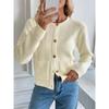 New Autumn and Winter Casual Korean Style Metal Button Cardigan Solid Color Sweater Jacket for Women
