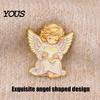 Cute Decorative Accessories Little Angel Brooch Pin for Women, Guardian Holding Heart Lapel Clothes Bag Hat Embellishments with Wings, Clothing