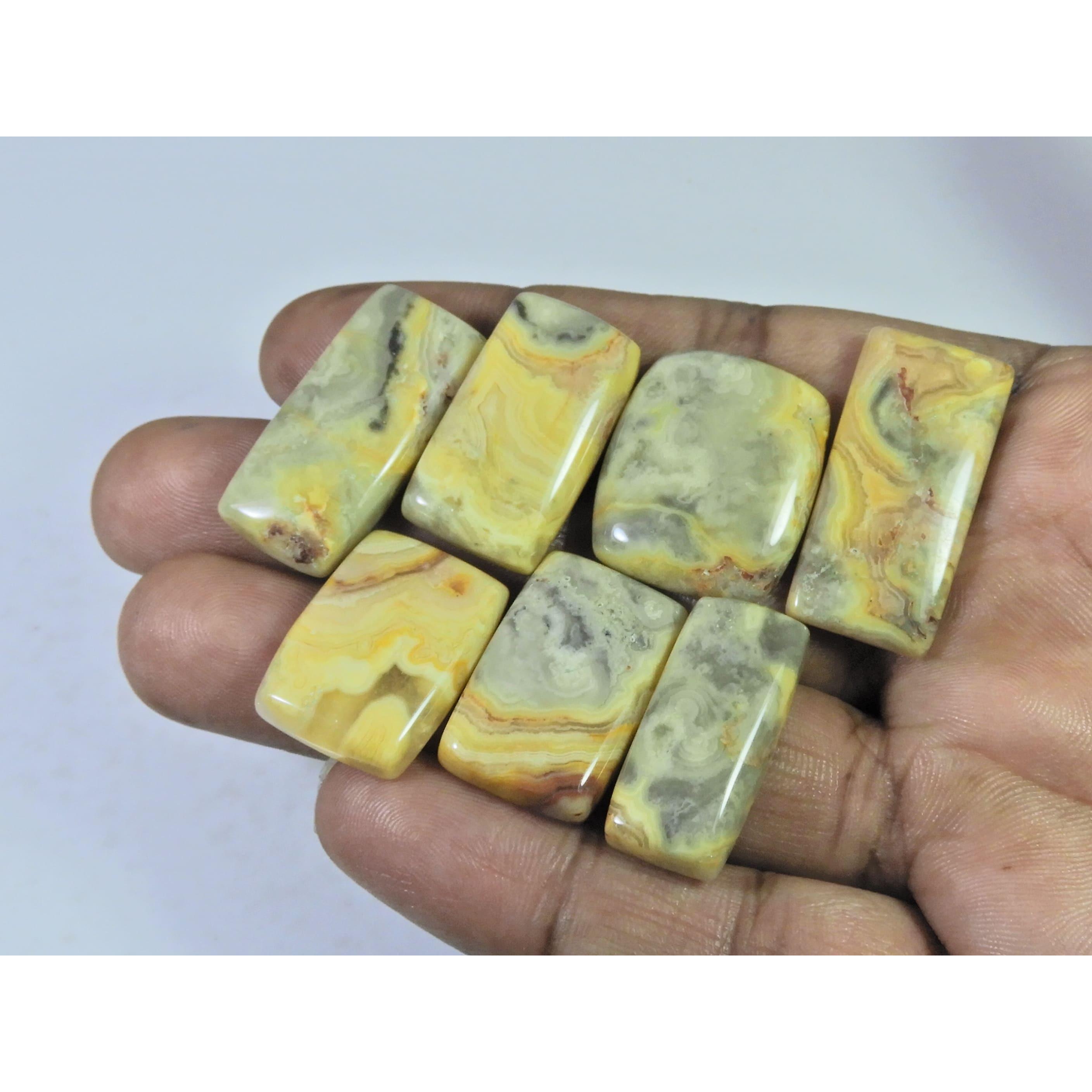 170Cts.Natural Australian Crazy lace Agate Octagon Cabochon Gemstone 7PcsLot C-1927