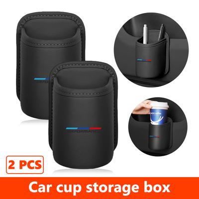 For Car Door Water Cup Holder Back Seat Drink Rack Leather Storage Box 1 2 3 5 7 Series X1 X2 X3 X4 X5 X6 G20 G30 G11 G12