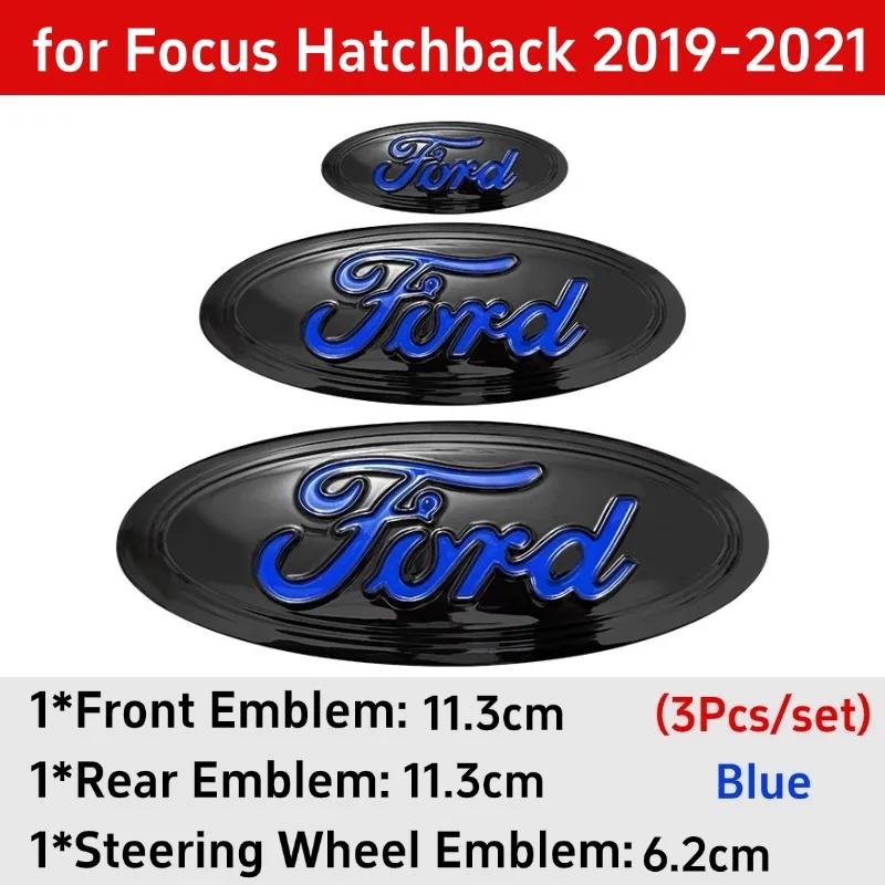Car Sticker 3pcs Badge for Ford Taurus Equator Explorer Escape ST Kuga Mondeo Focus Edge Car Front Rear Logo Steering Wheel Cove
