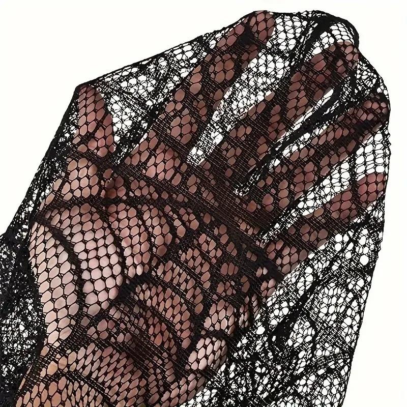 Spooky Black Lace Halloween Tablecloth Decorative Table Runner for Mantel Dining Table Ghost Party Home Indoor Decoration Prop