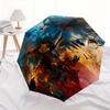 1pc Harry Potter and the Deathly Hallows Cartoon Umbrella, Portable 3-Fold Compact Umbrella, Suitable for Camping, Hiking and Travel, Ideal Easter Bir