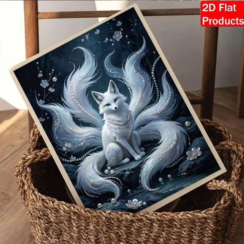 Pearl Art Painting Kit for Adults and Beginners, Mystic White NineTailed Fox Sparkling Painting Craft Home Wall Decor Handmade Gift Art Pieces