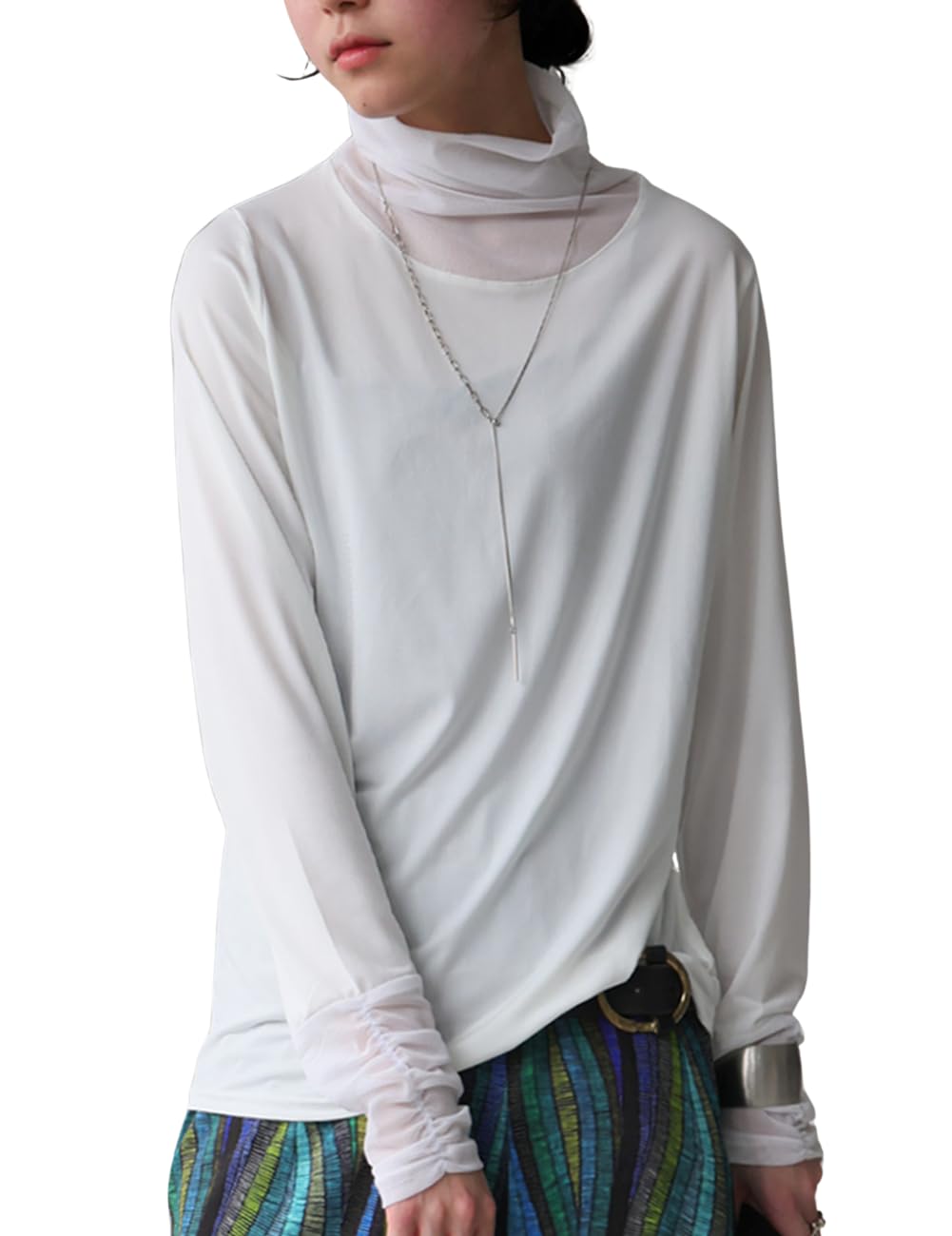

antiqua Switched Long Sleeve One Size White Women s Sheer, Top, Pullover, KE-03332, 03,