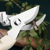 2Pcs Garden Shears - Straight & Bypass Pruning Scissors with White Handles, Non-Slip Grip & Durable Construction for Flowers, Plants, Bonsai, Fruits