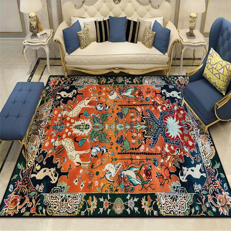 European style Retro Carpets Luxury Living Room Decoration Home Bedroom Floor Mats Non-slip Washable Large Area Rug dining room