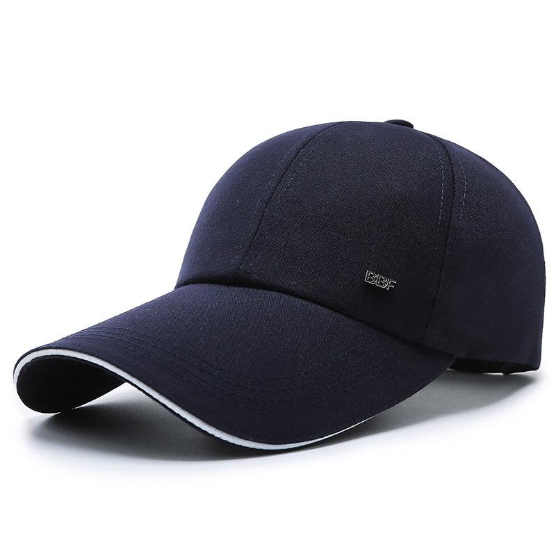 Hat Spring and Autumn Men's Cotton Polyester Good Canvas Sandwich Baseball Cap Extended Brim Iron Label Fishing Cap Shade Cap