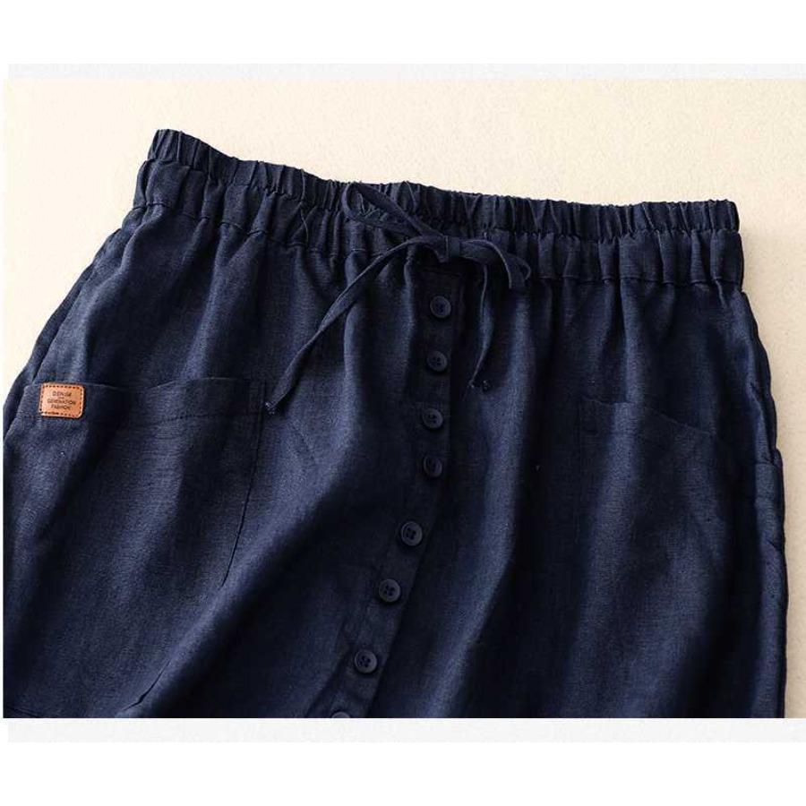 Spring Half Version Slimming Artistic Cotton Linen Half Mid Long High-end Versatile Half for Women Skirts