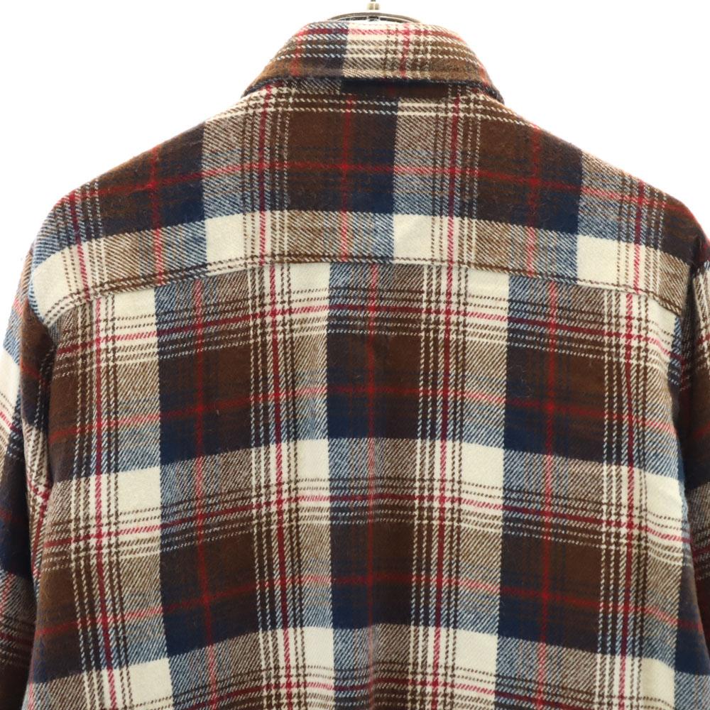 Sears 70s 80s Made In Korea Acrylic Vintage Check Pattern Long Sleeve Flannel Shirt Men's Used