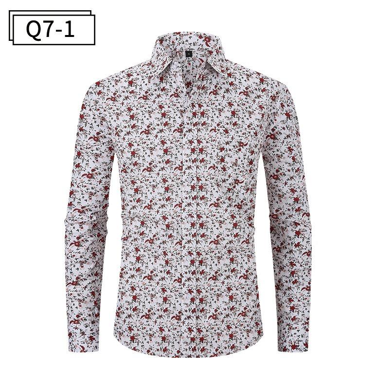 New Printed Shirt for Men in Spring and Summer Lapel Long Sleeve Loose Men's Cardigan Button Splicing Casual Top