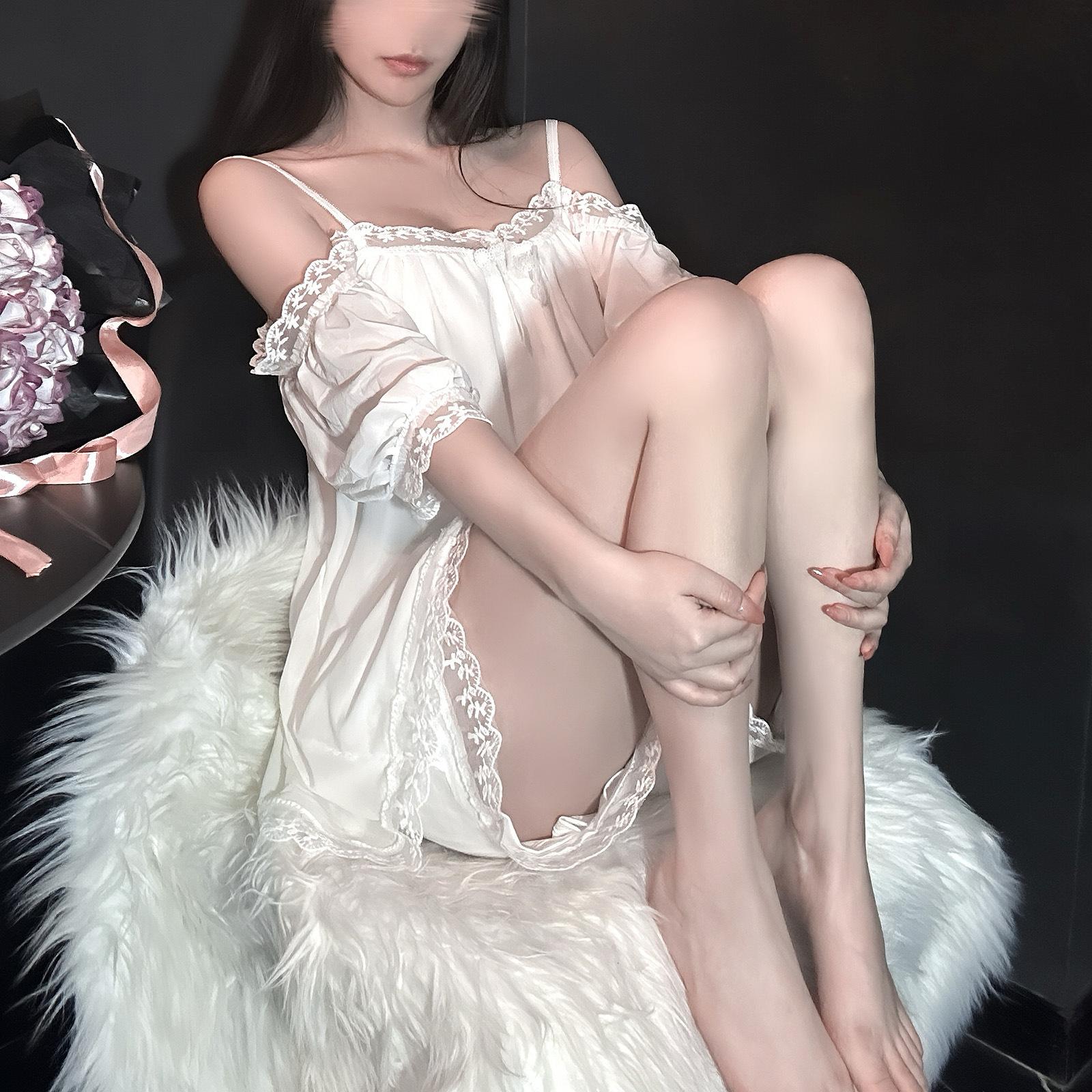 Sex underwear one-word collar perspective pure desire tube top sexy lace nightdress sexy pure desire nightdress One size fits all