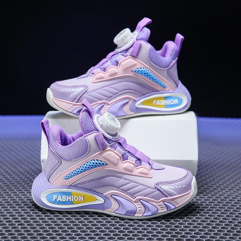 Girls' middle-aged and older children's basketball shoes, light boys' sports shoes, 2025 new spring leather children's sports shoes