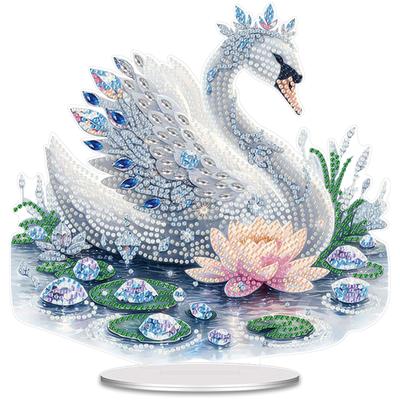 2D/Flat DIY Acrylic Diamond Painting Tabletop Ornaments Kit Diamond Painting Desktop Decorations for Home Office Desktop Decor