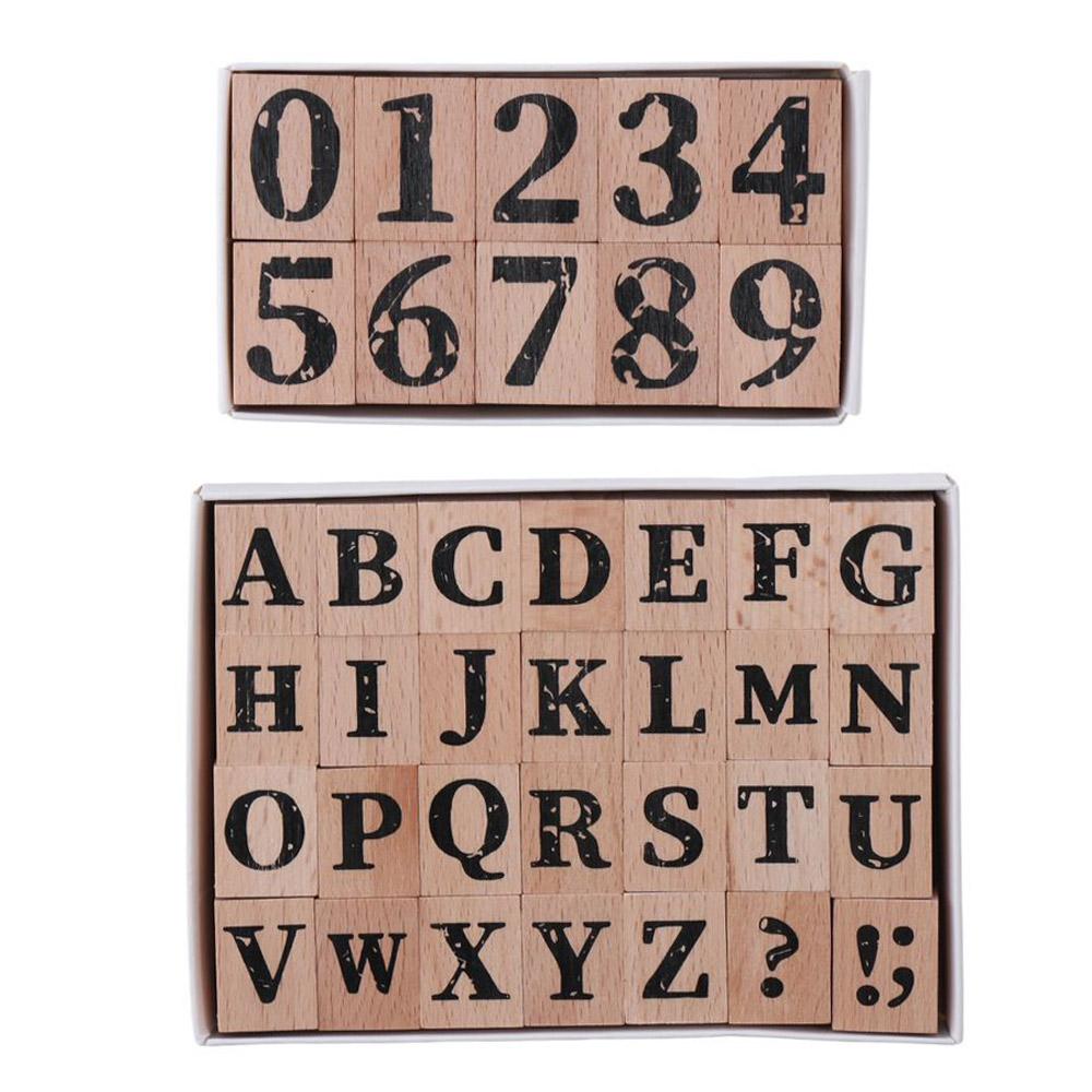 Wooden Alphabet Stamps Set Number Alphabet Alphabet Rubber Stamps 2cm A-Z Letter Vintage Wooden Rubber A-Z Letter Number Stamp