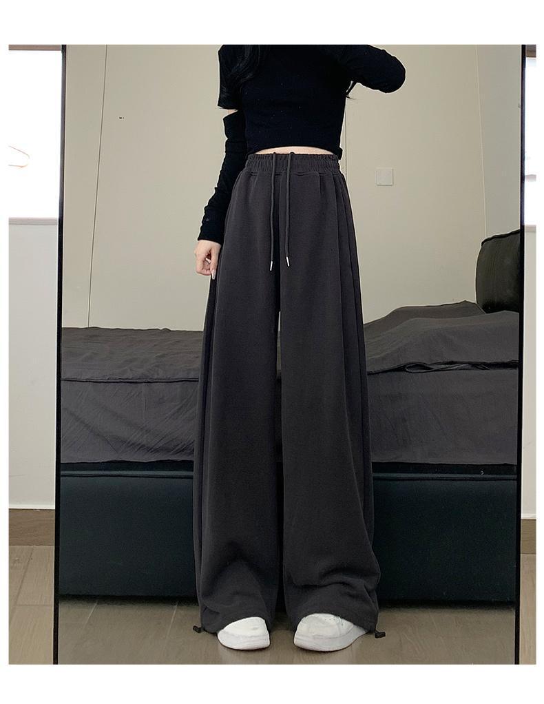 Women's 2024 Winter Fleece-Lined American Style Sweatpants - Slimming Loose Fit, Straight & Wide Leg Joggers