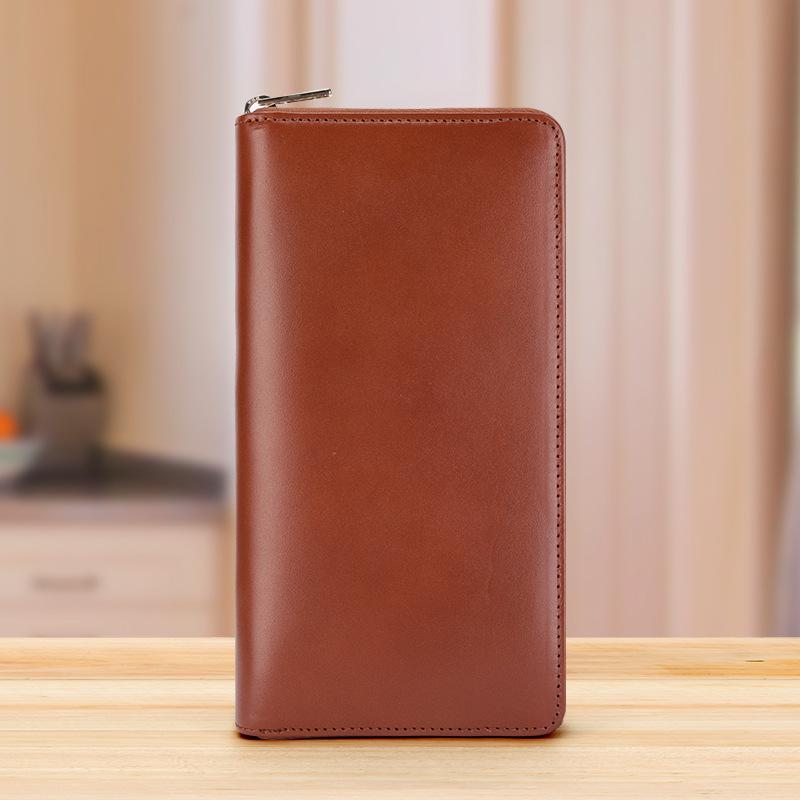 Women's Genuine Leather Long Wallet Clutch - Large Capacity, Multi-Card Slots, Vegetable Tanned