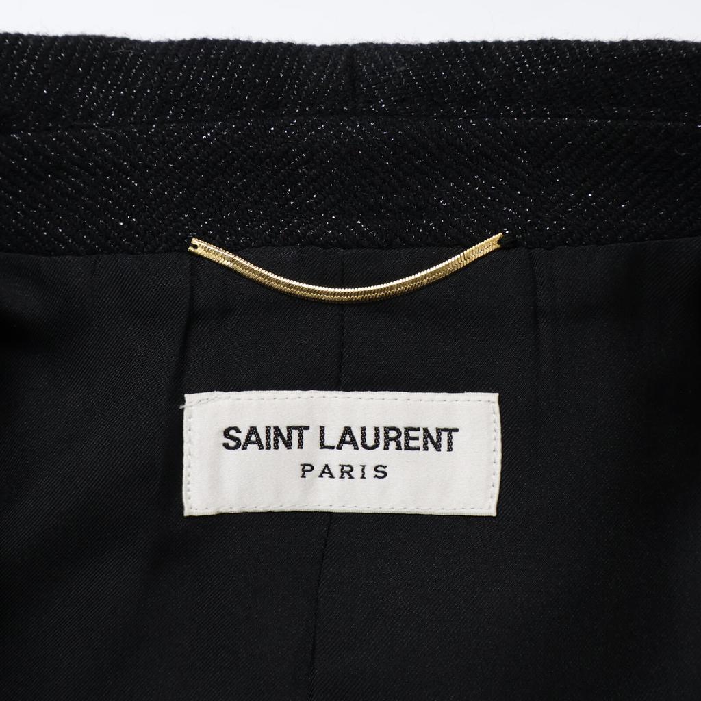 Saint Laurent Paris Black 552518 Glitter Wool Jacket Jacket 38 blackUsed